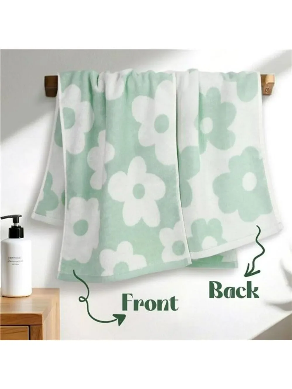 Cotton hand towels set of 2 soft absorbent floral daisy bathroom kitchen decor
